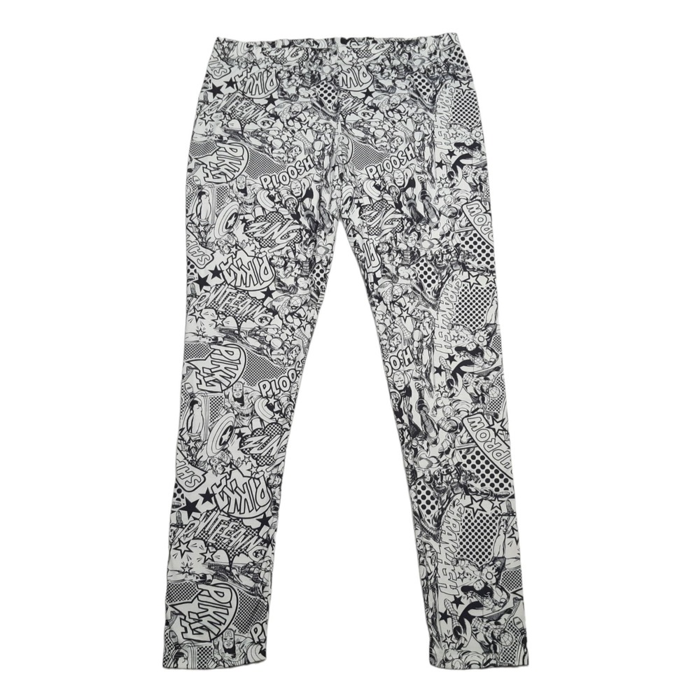 Marvel Leggings Womens XL‎ White Black Comic Book Print Avengers Pop Art Pop Art